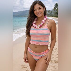 Colorful Striped Bikini Set NoBo no boundaries is the brand